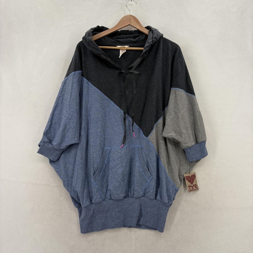 TYR Freestyle Lounge Hoodie Dress Womens Medium Gray Colorblock Tunic Sweatshirt